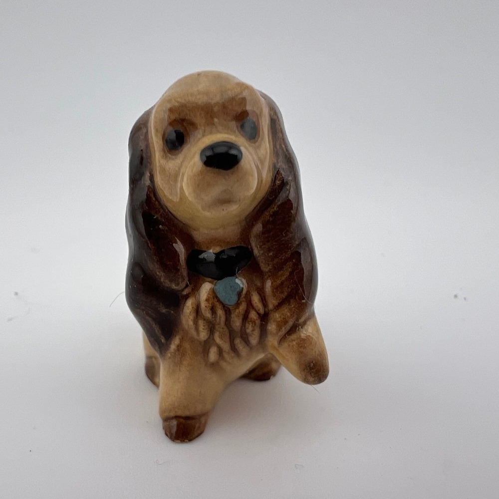 Vintage Lady and the Tramp Lady Dog Figurine Disney Glossy Crackle Finish 1.25"